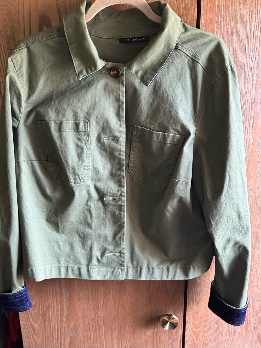 Lane Bryant Olive Green Utility Jacket with Pocket Front